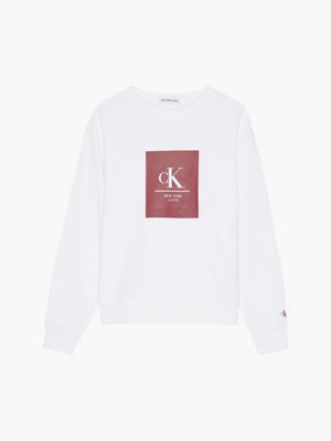 BRIGHT WHITE Sudadera con logo de girls CALVIN KLEIN JEANS