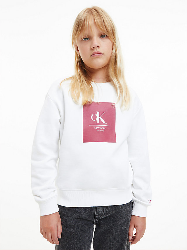 Bright White Logo Sweatshirt undefined girls Calvin Klein