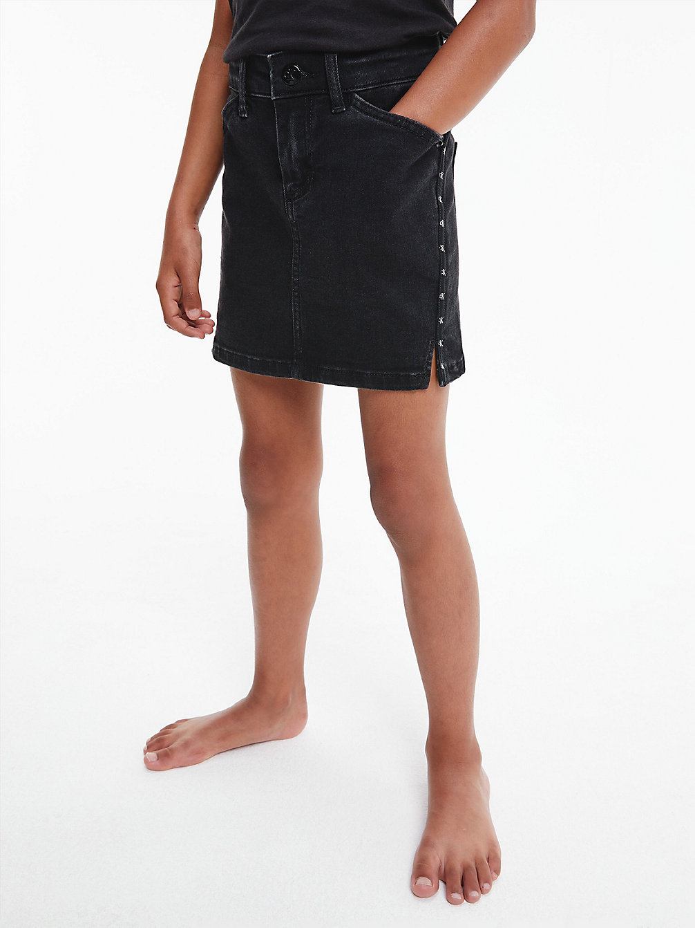 WASHED BLACK Straight Denim Mini Skirt undefined girls Calvin Klein