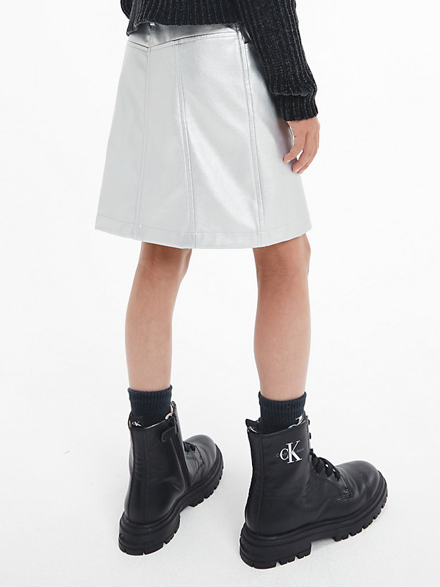 SILVER Metallic Mini Skirt for girls CALVIN KLEIN JEANS