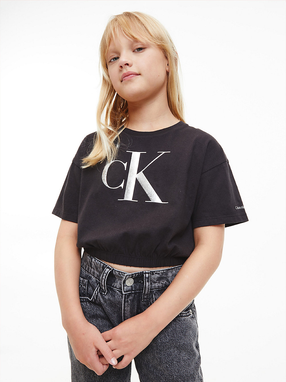 CK BLACK Cropped Logo T-Shirt undefined girls Calvin Klein