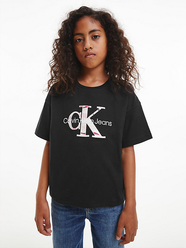 CK BLACK Organic Cotton Logo T-shirt for girls CALVIN KLEIN JEANS