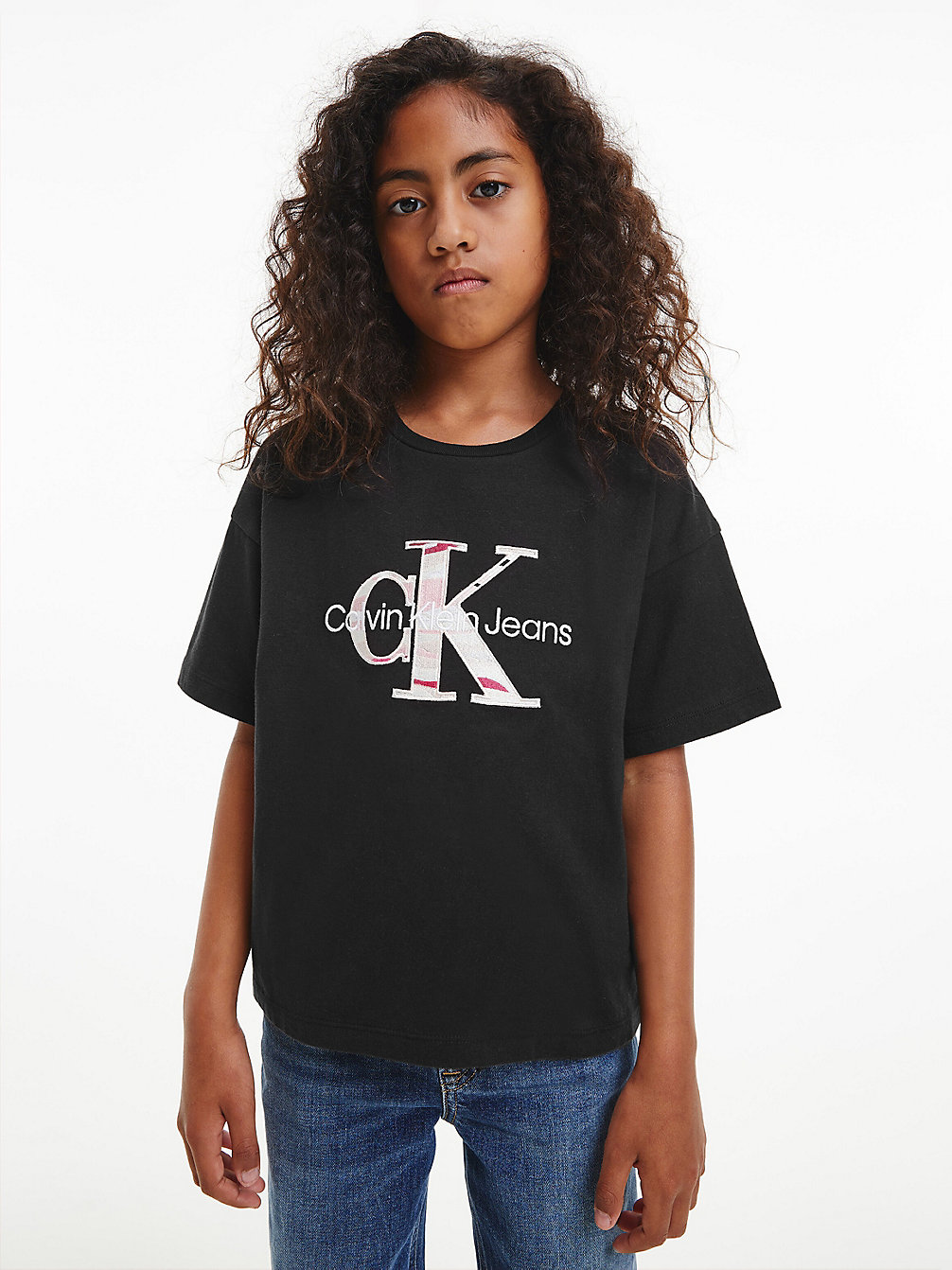 T-Shirt In Cotone Biologico Con Logo > CK BLACK > undefined girls > Calvin Klein