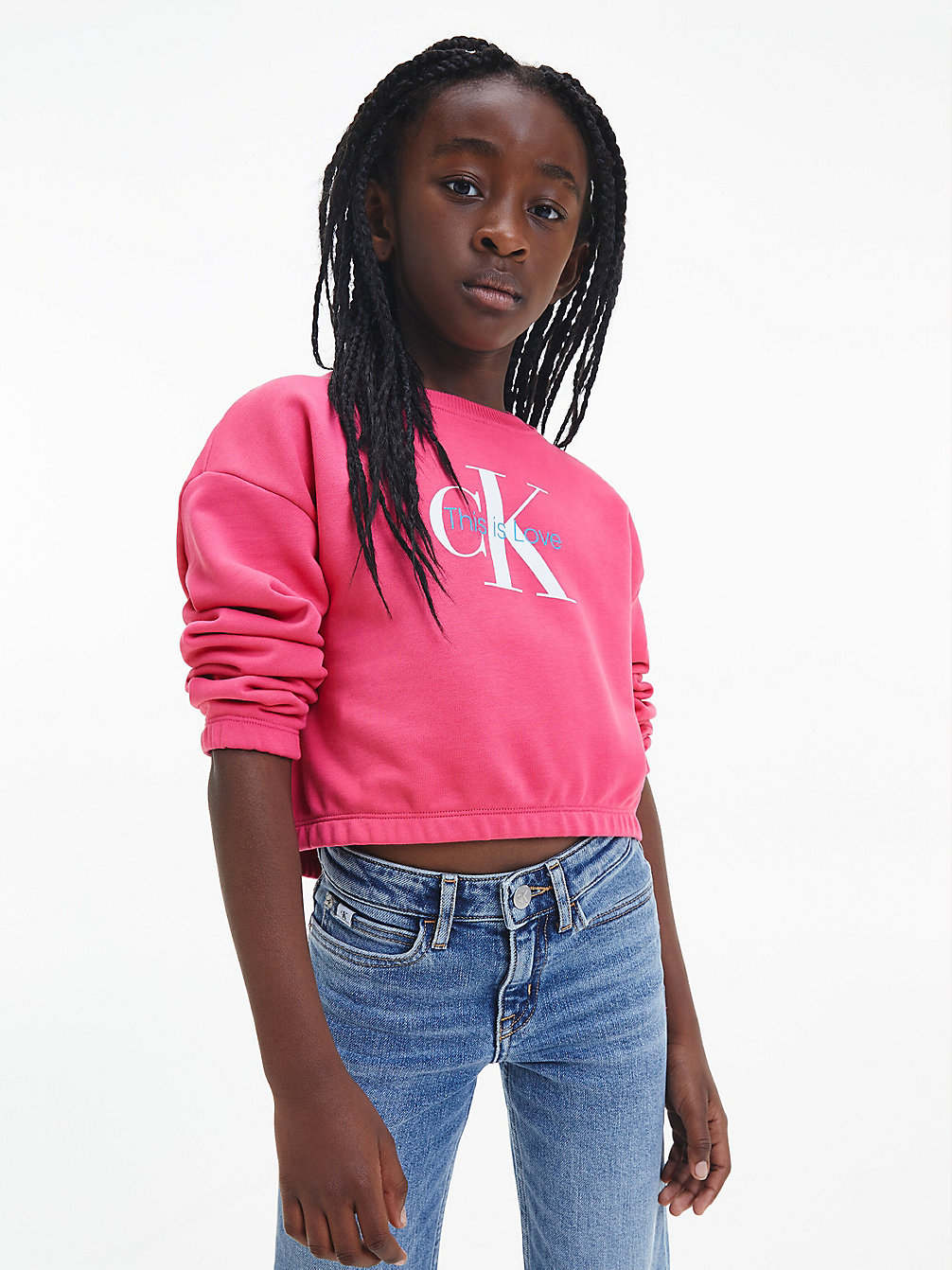 PINK FLAMBE Boxy Cropped Sweatshirt - Pride undefined girls Calvin Klein