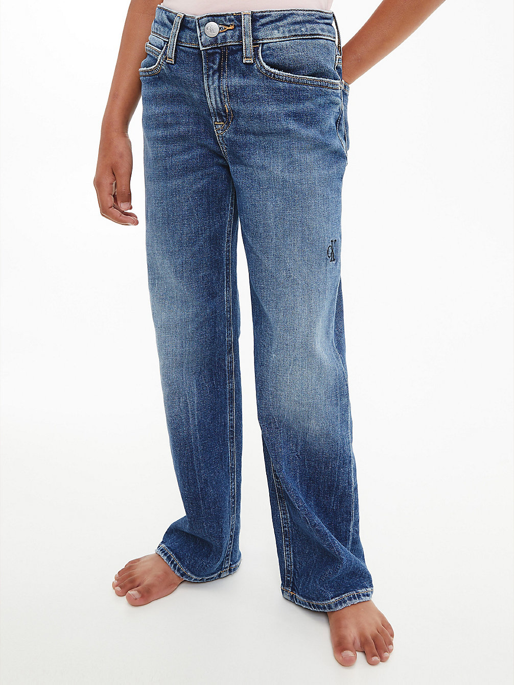 VISUAL MID BLUE High Rise Wide Leg Jeans undefined Maedchen Calvin Klein