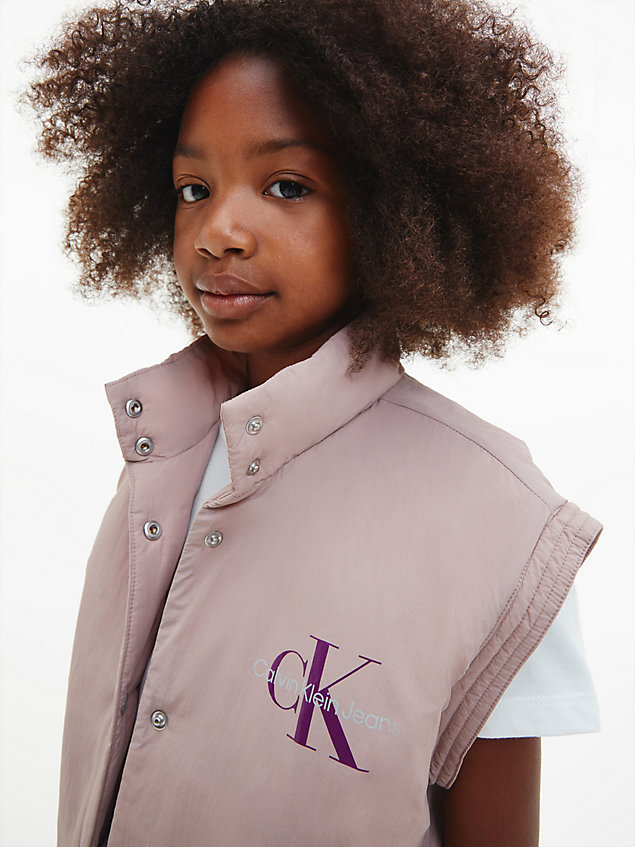 pink relaxed quilted gilet for girls calvin klein jeans