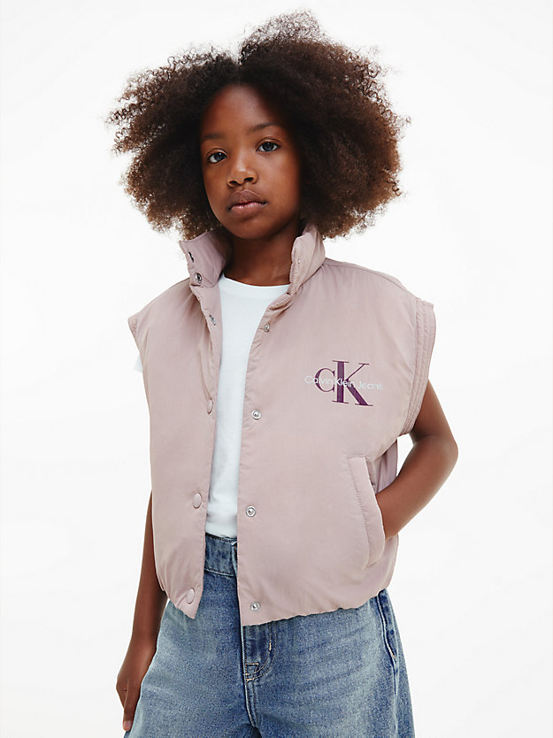 DARK BLUSH Relaxed Quilted Gilet for girls CALVIN KLEIN JEANS