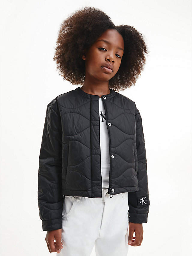 CK Black Cropped Quilted Jacket undefined girls Calvin Klein