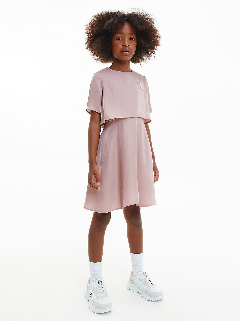 DARK BLUSH Kleid Mit Lagenlook Und Metallischem Glanz undefined Maedchen Calvin Klein