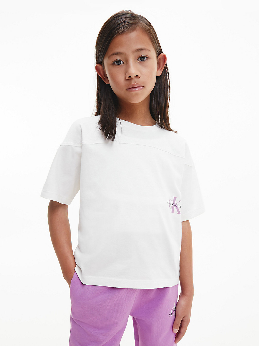 IVORY T-Shirt En Coton Bio Avec Logo undefined filles Calvin Klein