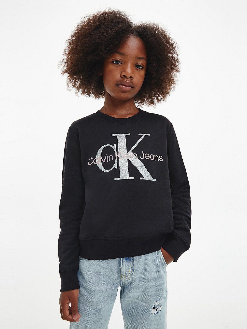 CK BLACK Relaxed Sweatshirt Met Logo undefined girls Calvin Klein