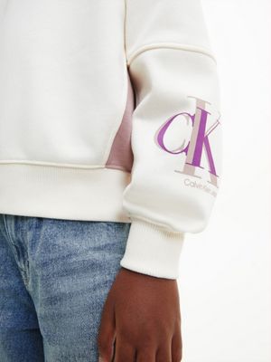 IVORY Sudadera holgada color block de nina CALVIN KLEIN JEANS