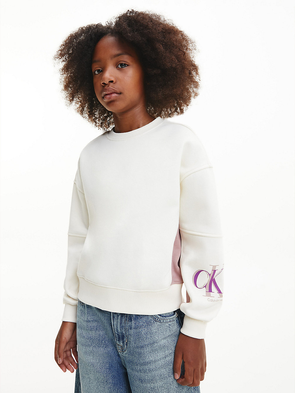 IVORY Sweat-Shirt Relaxed Color-Block undefined filles Calvin Klein