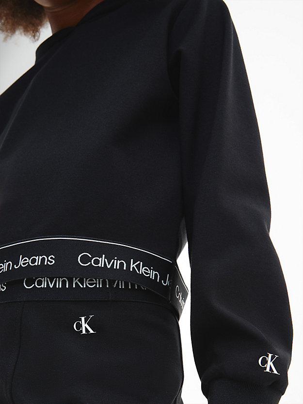 CK BLACK Sudadera con capucha y logo cropped holgada de nina CALVIN KLEIN JEANS