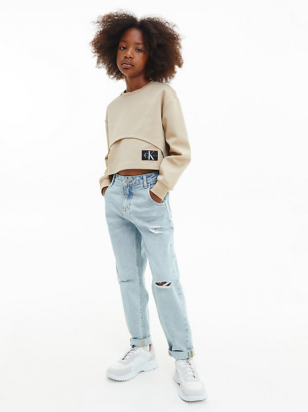 travertine layered sweatshirt for girls calvin klein jeans