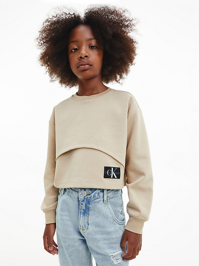 Travertine Layered Sweatshirt undefined girls Calvin Klein