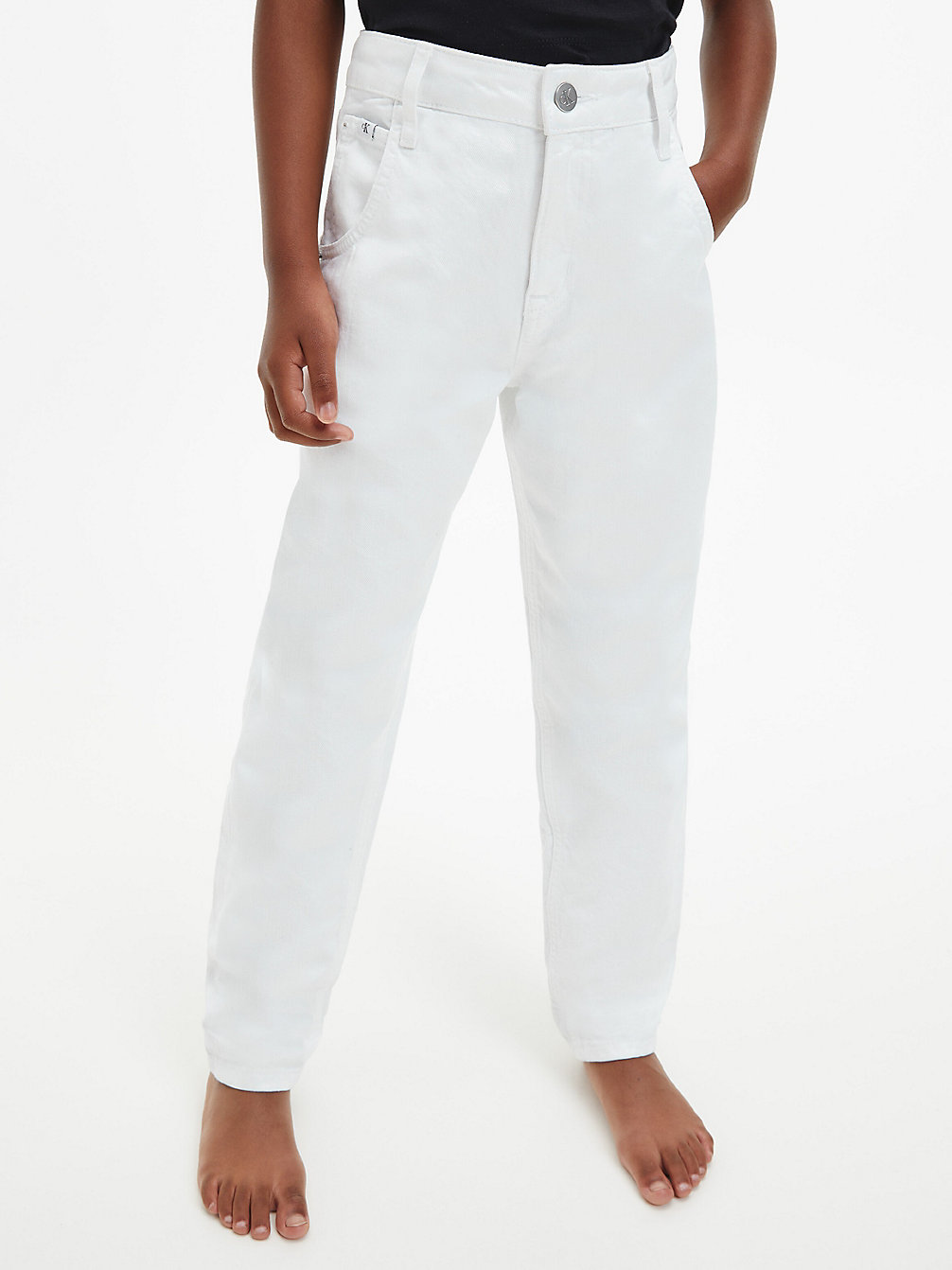 WHITE CLEAR COATED Jean Barrel Leg Relaxed Enduit undefined filles Calvin Klein