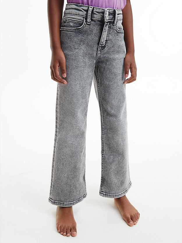 WASHED VISUAL GREY High Rise Wide Leg Jeans for girls CALVIN KLEIN JEANS