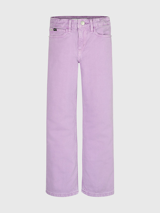 purple high rise wide leg jeans for girls calvin klein jeans