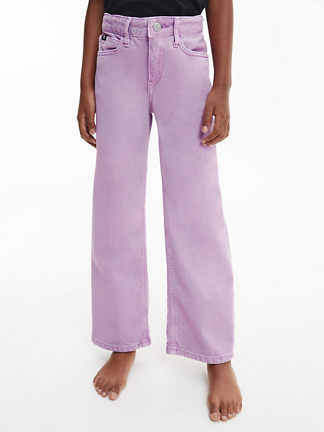 purple high rise wide leg jeans für maedchen - calvin klein jeans