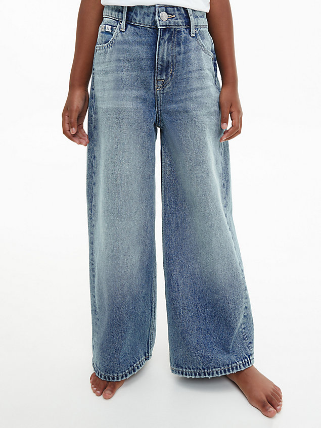 blue extreme wide leg jeans for girls calvin klein jeans