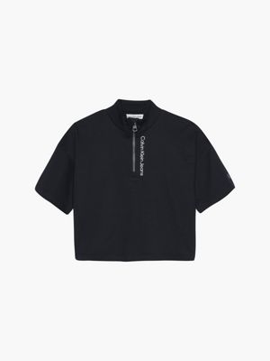  zip neck logo top for girls calvin klein jeans