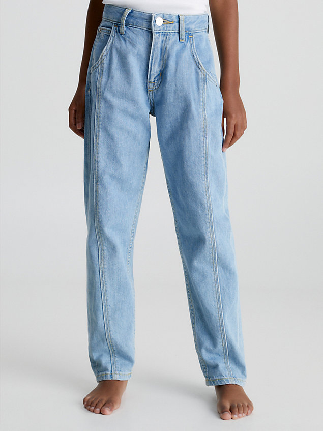 barrel leg jeans blue de niñas calvin klein jeans
