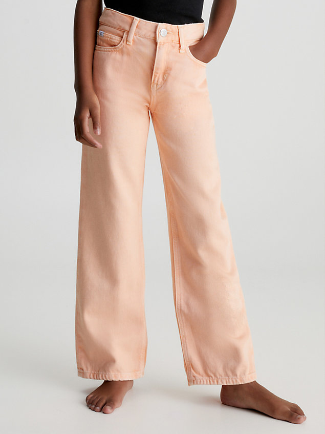 orange lässige wide leg jeans für maedchen - calvin klein jeans