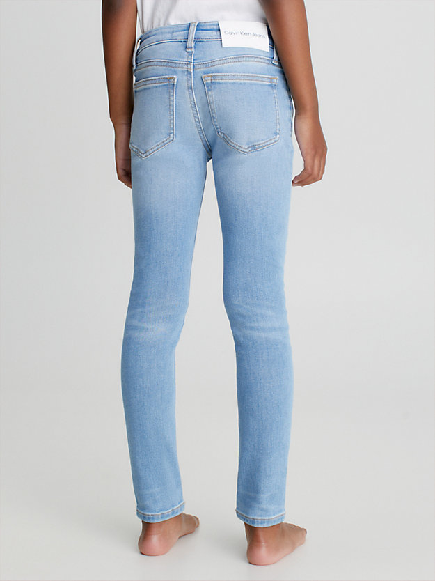ess mid blue mid rise skinny jeans voor meisjes - calvin klein jeans