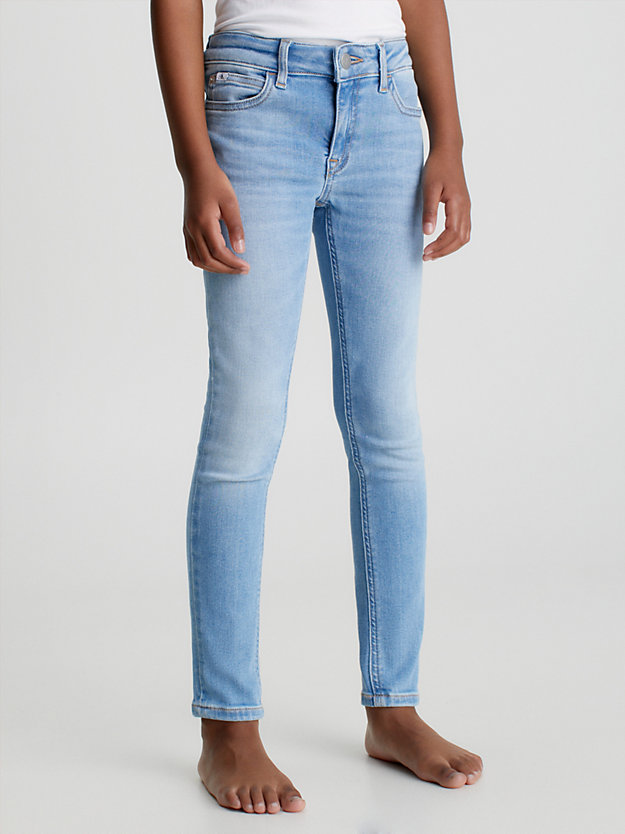 ess mid blue mid rise skinny jeans voor meisjes - calvin klein jeans