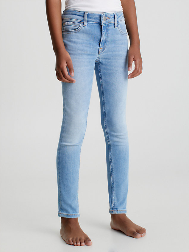 blue mid rise skinny jeans voor meisjes - calvin klein jeans