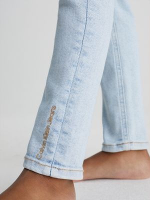 blue mid rise skinny jeans for girls calvin klein jeans