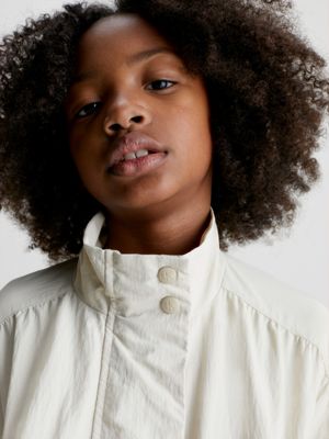 beige relaxed recycled nylon jacket for girls calvin klein jeans