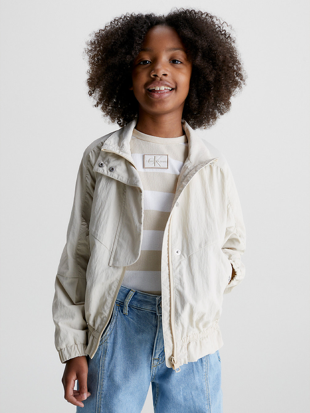 CLASSIC BEIGE Relaxed Recycled Nylon Jacket undefined girls Calvin Klein