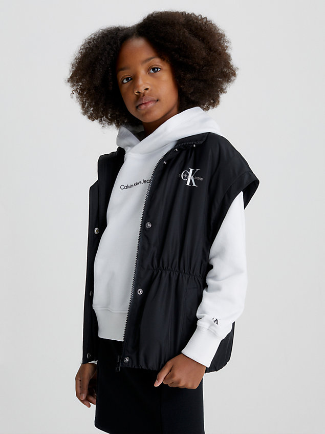 black relaxed convertible jacket for girls calvin klein jeans