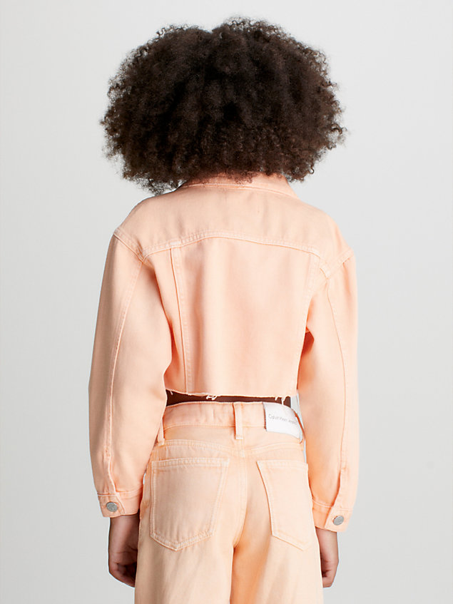 orange cropped denim jacket for girls calvin klein jeans