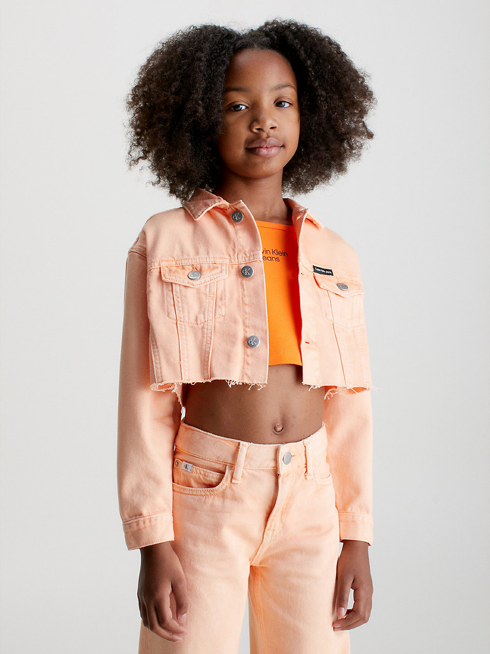 FRESH CANTALOUPE Cropped Denim Jacket undefined girls Calvin Klein