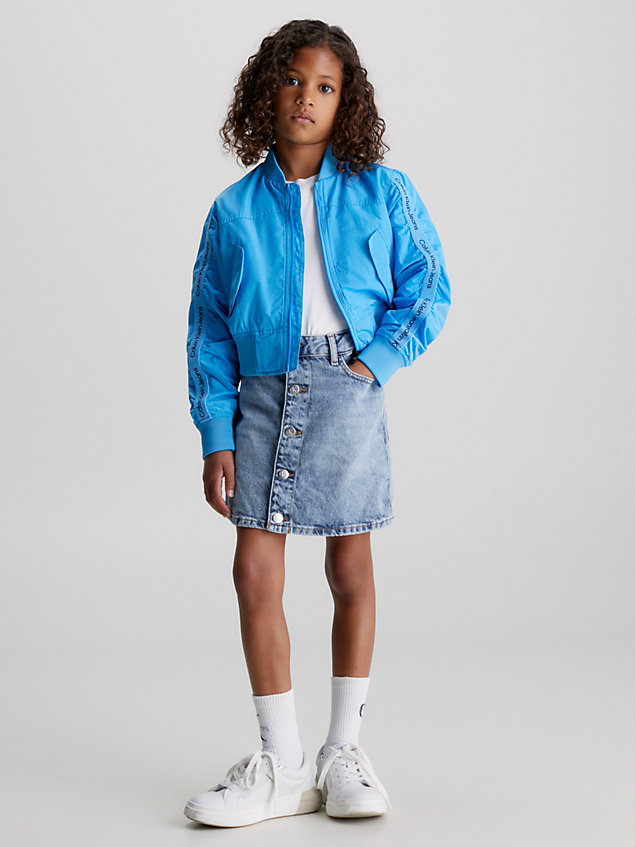 blue cropped logo bomber jacket for girls calvin klein jeans