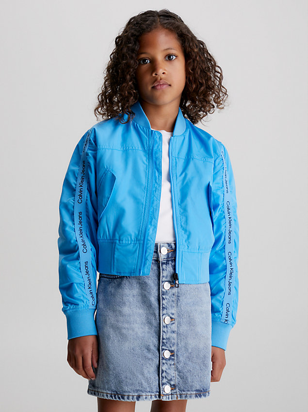 blue cropped logo bomber jacket for girls calvin klein jeans