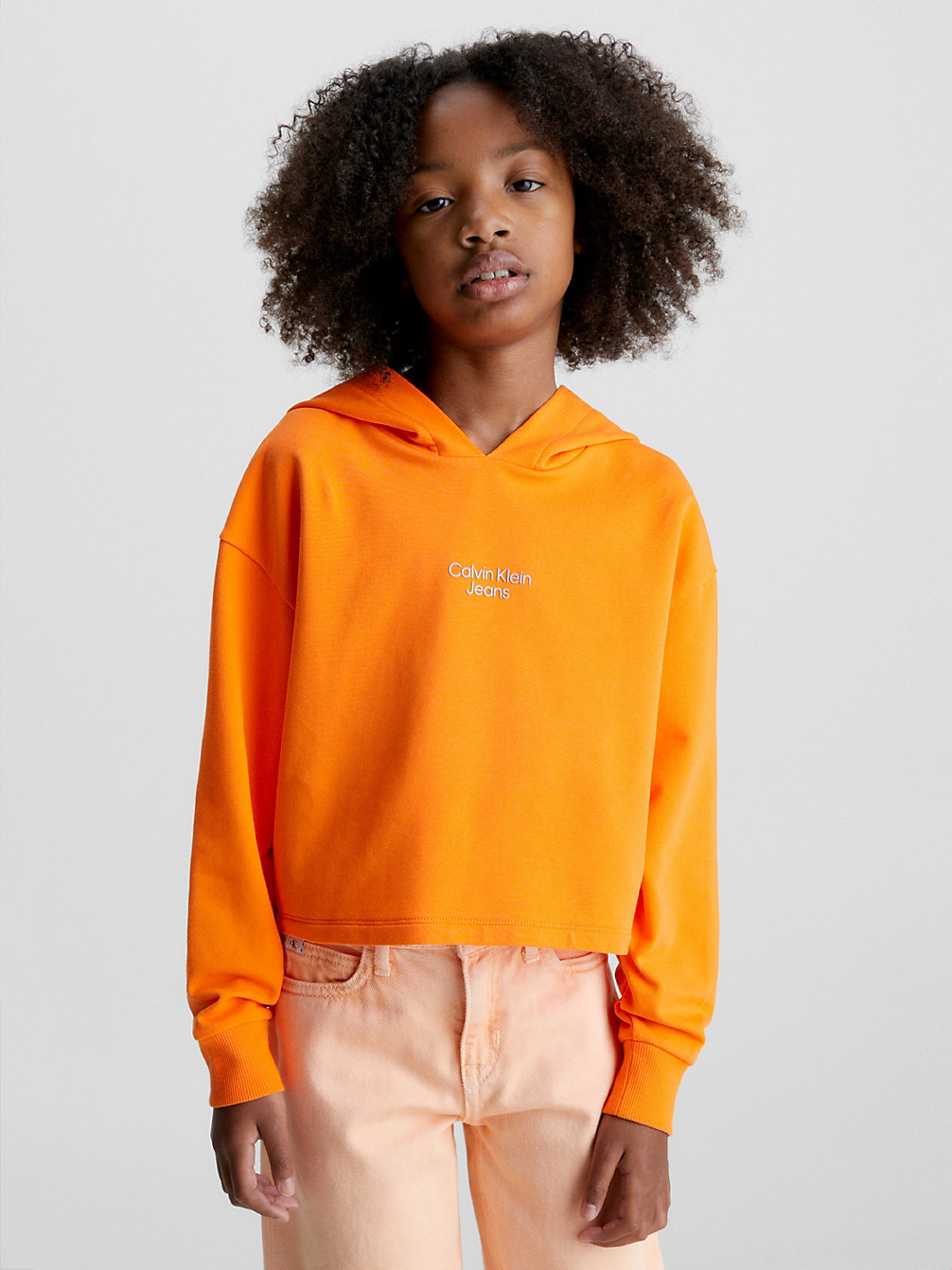 VIBRANT ORANGE Sweat-Shirt À Capuche Avec Superpositions Dans Le Dos undefined girls Calvin Klein