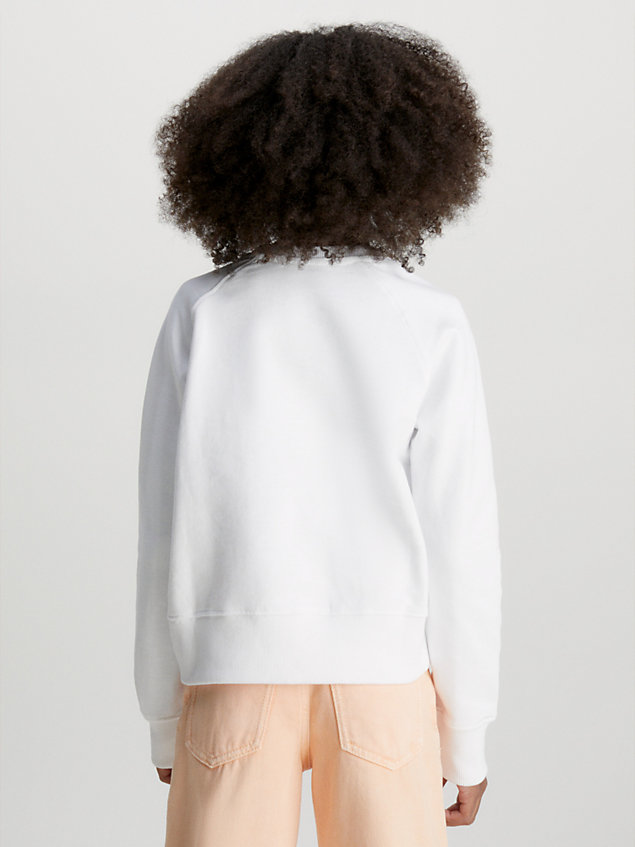 white logo-sweatshirt aus bio-baumwolle für maedchen - calvin klein jeans