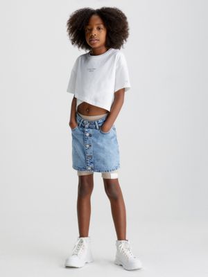 BRIGHT WHITE Overlap Detail T-shirt for girls CALVIN KLEIN JEANS