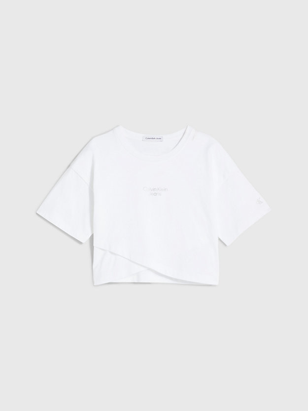 BRIGHT WHITE Overlap Detail T-shirt for girls CALVIN KLEIN JEANS