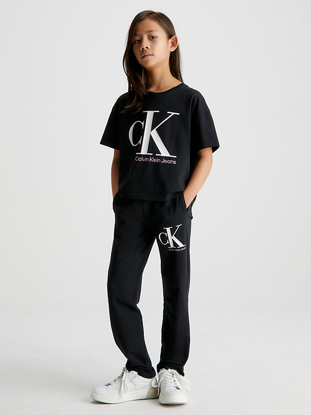 ck black colour reveal logo t-shirt for girls calvin klein jeans