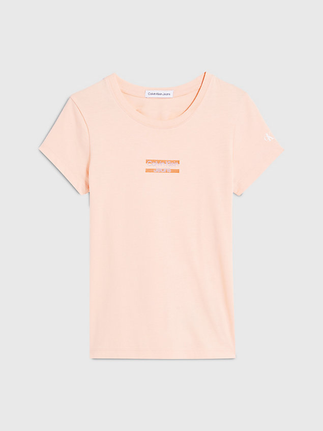 orange schmales t-shirt aus bio-baumwolle für maedchen - calvin klein jeans