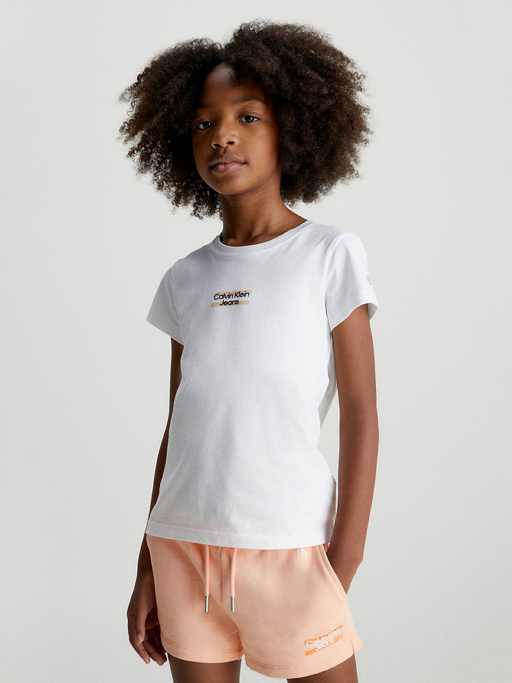 BRIGHT WHITE Schmales T-Shirt Aus Bio-Baumwolle undefined girls Calvin Klein