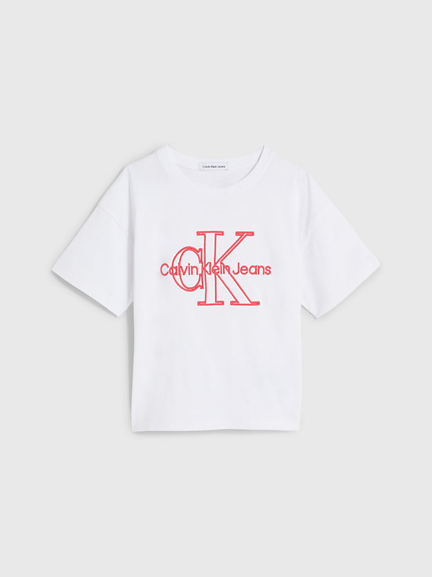 BRIGHT WHITE Organic Cotton Logo T-shirt for girls CALVIN KLEIN JEANS