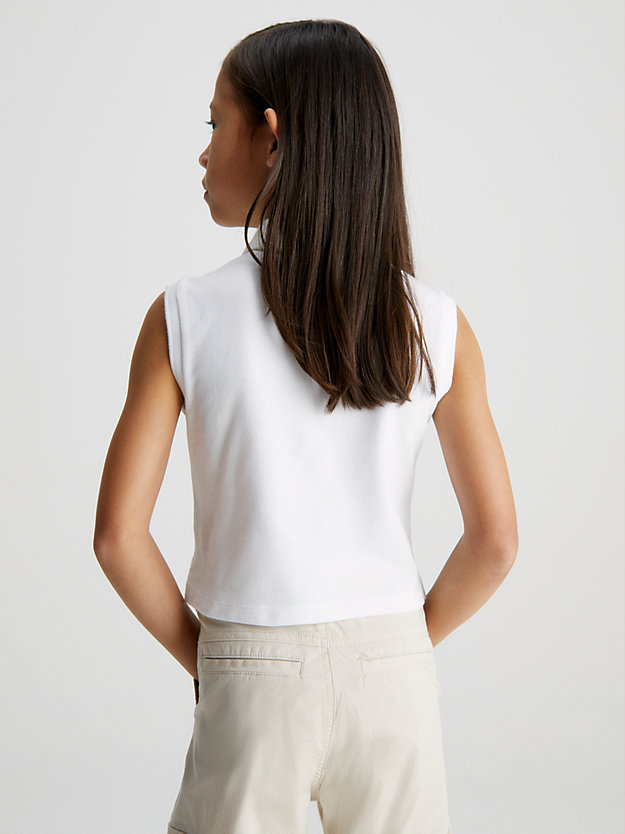 BRIGHT WHITE Pique Sleeveless Polo Shirt for girls CALVIN KLEIN JEANS