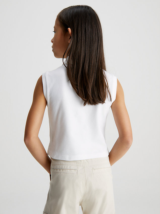 white pique sleeveless polo shirt for girls calvin klein jeans