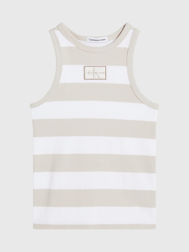 BRIGHT WHITE / CLASSIC BEIGE Ribbed Racer Tank Top for girls CALVIN KLEIN JEANS